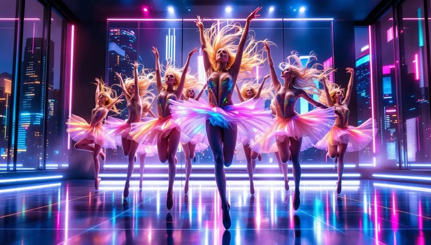 A group of dancers practicing ballet, showcasing their skills and passion for dance.